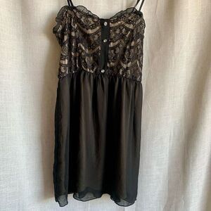 Vintage Miss Chievous Women Whimsigoth Dress Size M Black Nude Y2K Romantic Lace